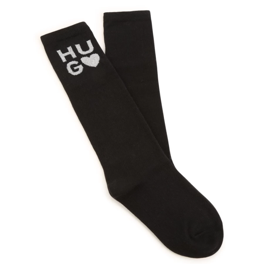HUGO Black Tall Socks for Girls - Knee-High Socks for Women & Teens