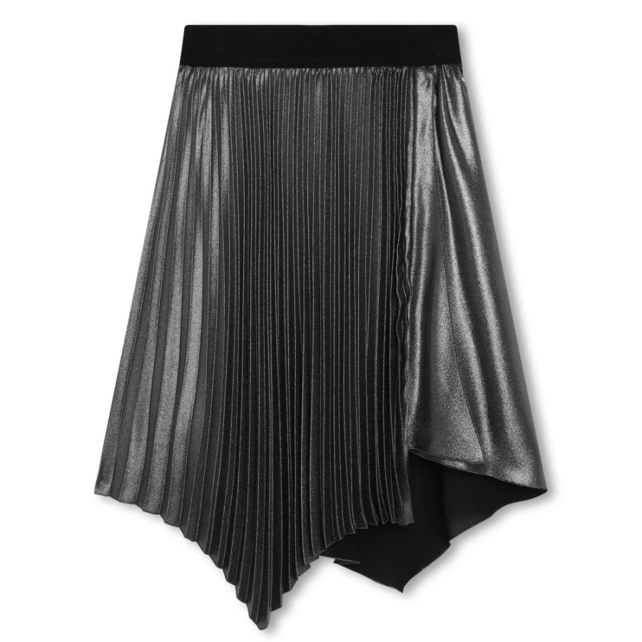 GIVENCHY Light Grey Asymmetric Metallic Skirt for Girls