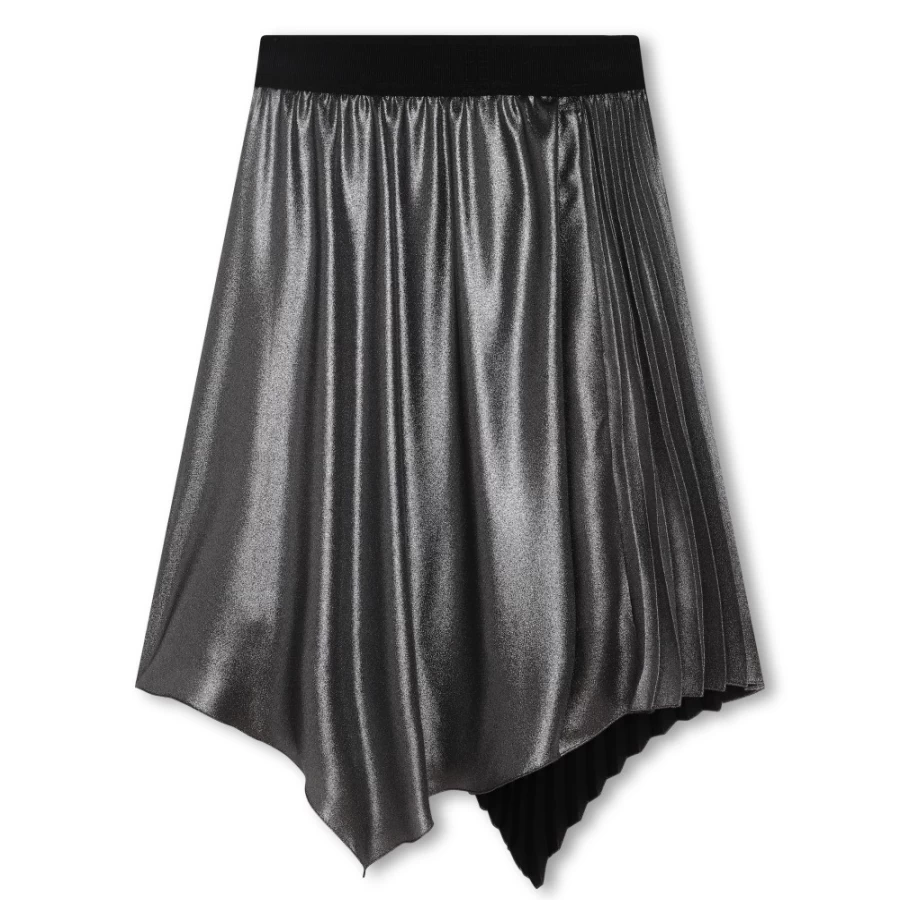 GIVENCHY Light Grey Asymmetric Metallic Skirt for Girls