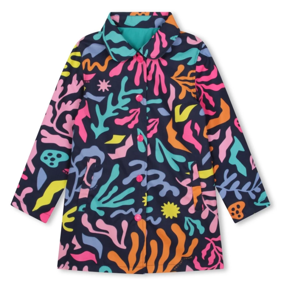 MARC JACOBS Reversible Green Printed Raincoat for Girls