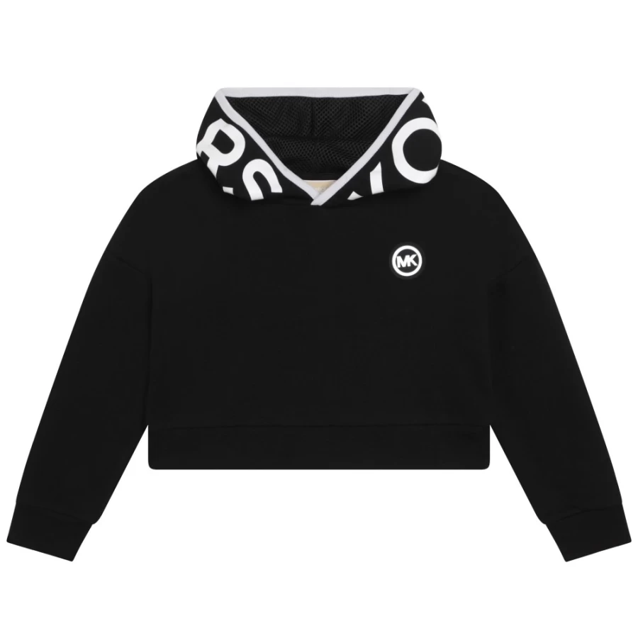 MICHAEL KORS Girls Black Cotton Fleece Sweatshirt - Soft & Cozy Pullover