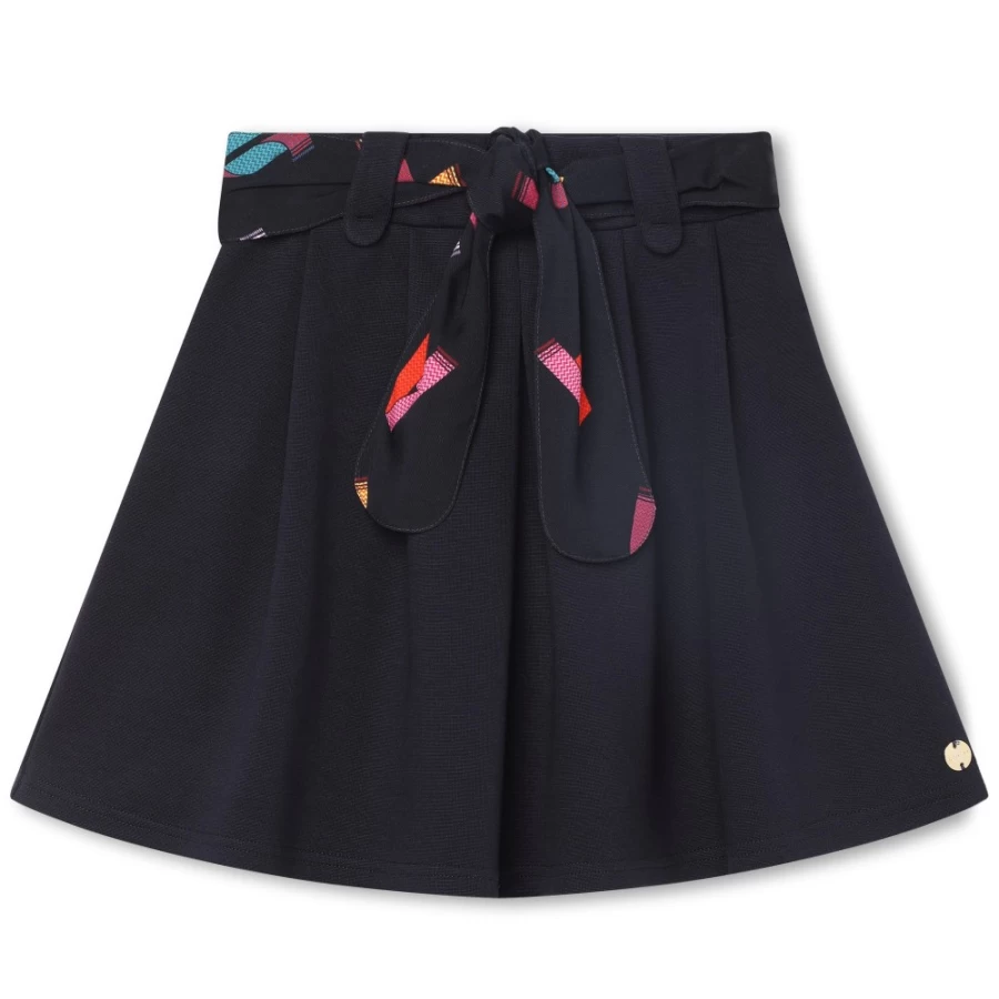 LANVIN Navy Pleated Waist Skirt for Girls