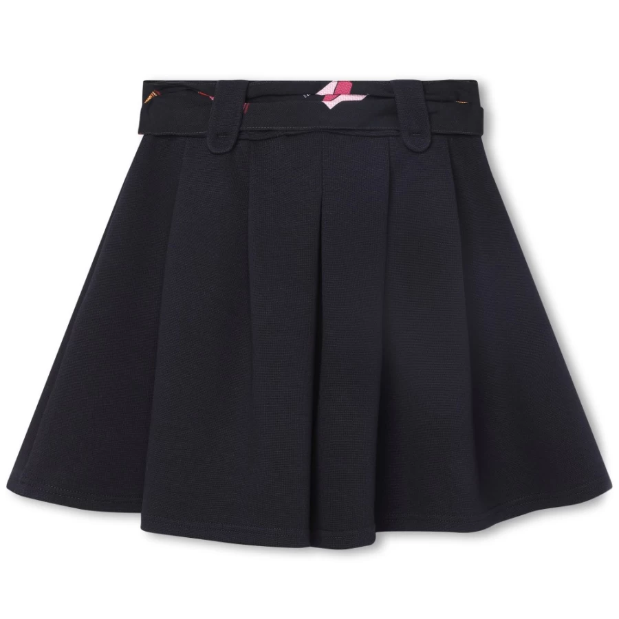 LANVIN Navy Pleated Waist Skirt for Girls