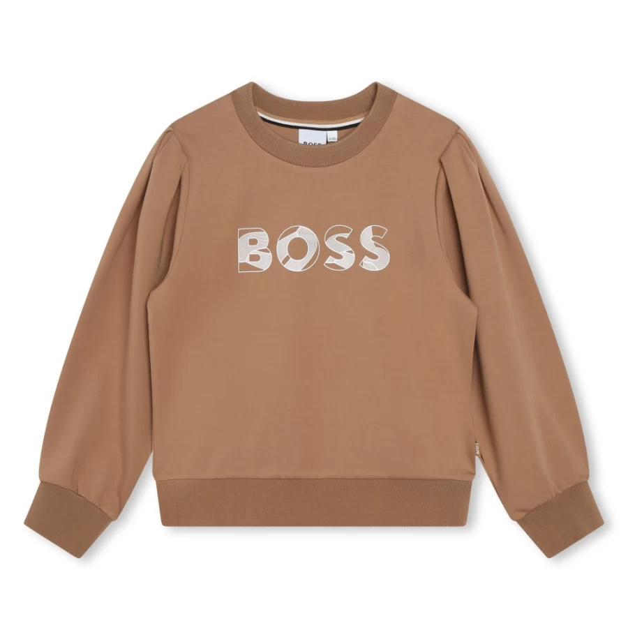 BOSS Girls' Stone Color Long-Sleeved Sweatshirt - Casual Comfort Pullover