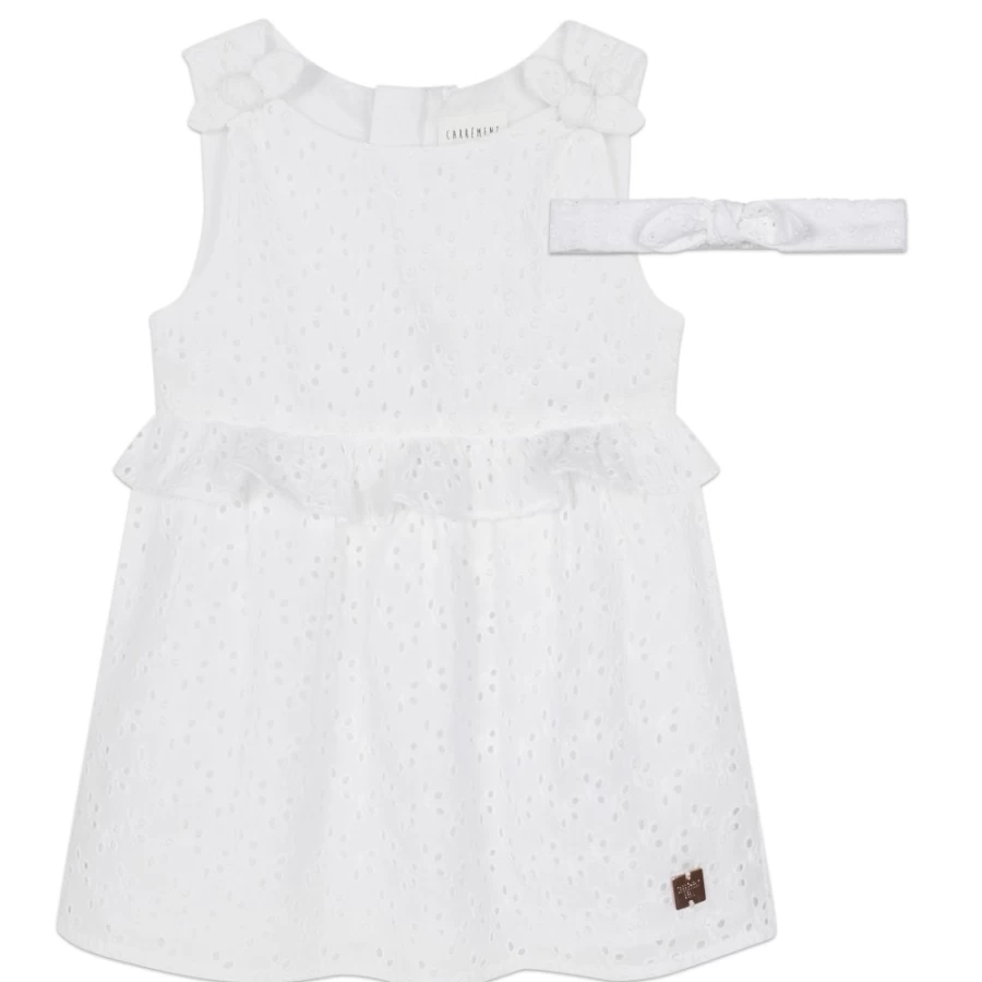 CARREMENT BEAU White Dress and Headband Set for Girls