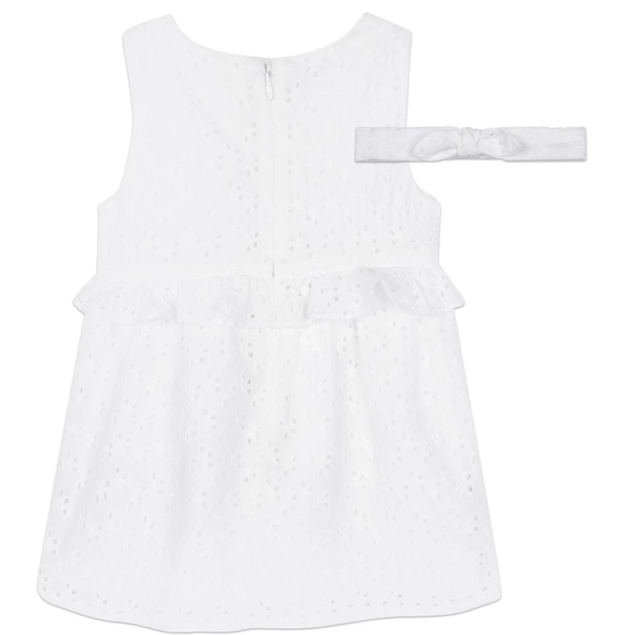 CARREMENT BEAU White Dress and Headband Set for Girls