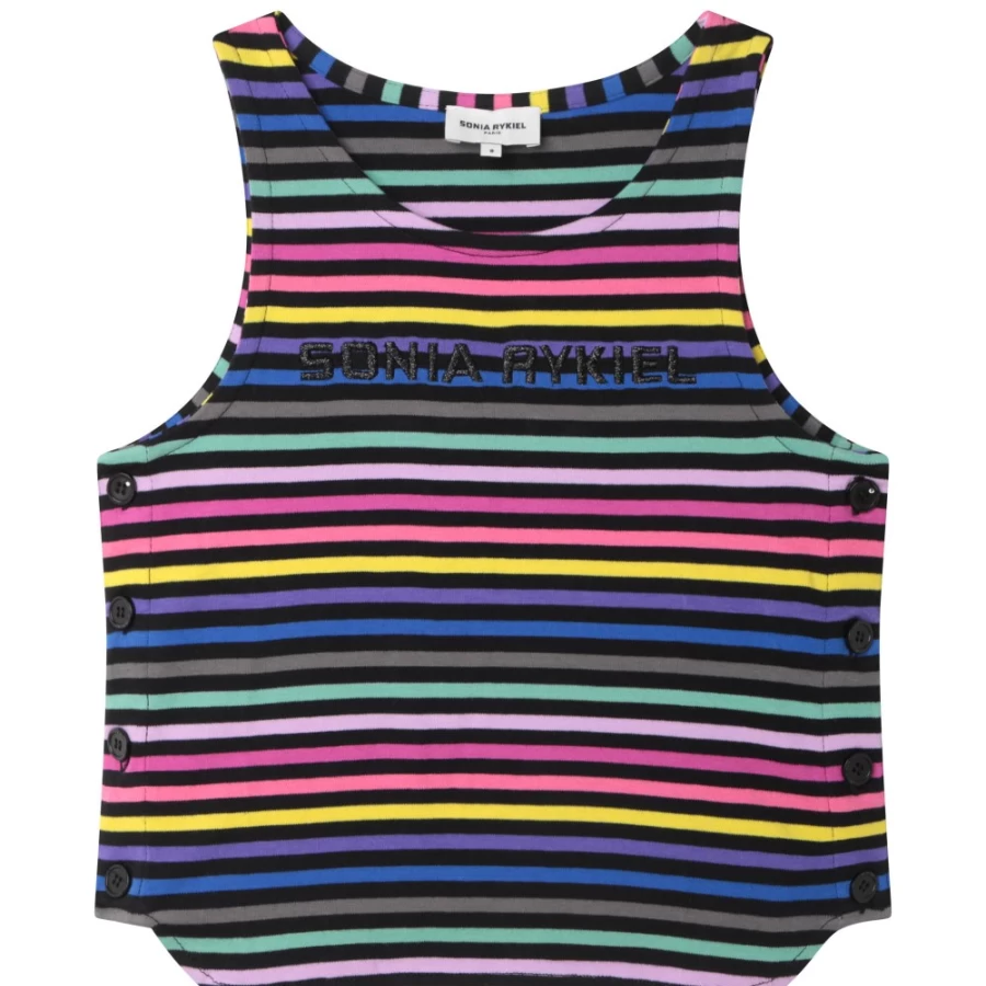 SONIA RYKIEL Girls' Multicoloured Striped Cotton Vest Top