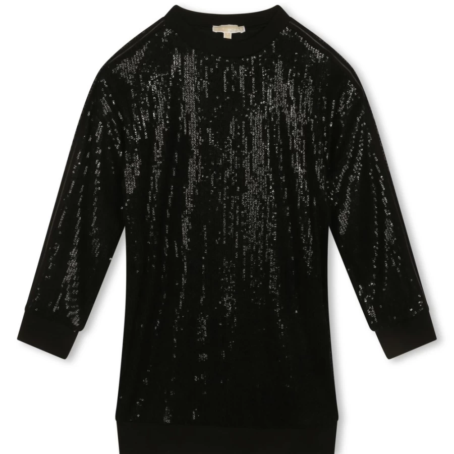 MICHAEL KORS Black Sequinned Velvet Dress for Girls