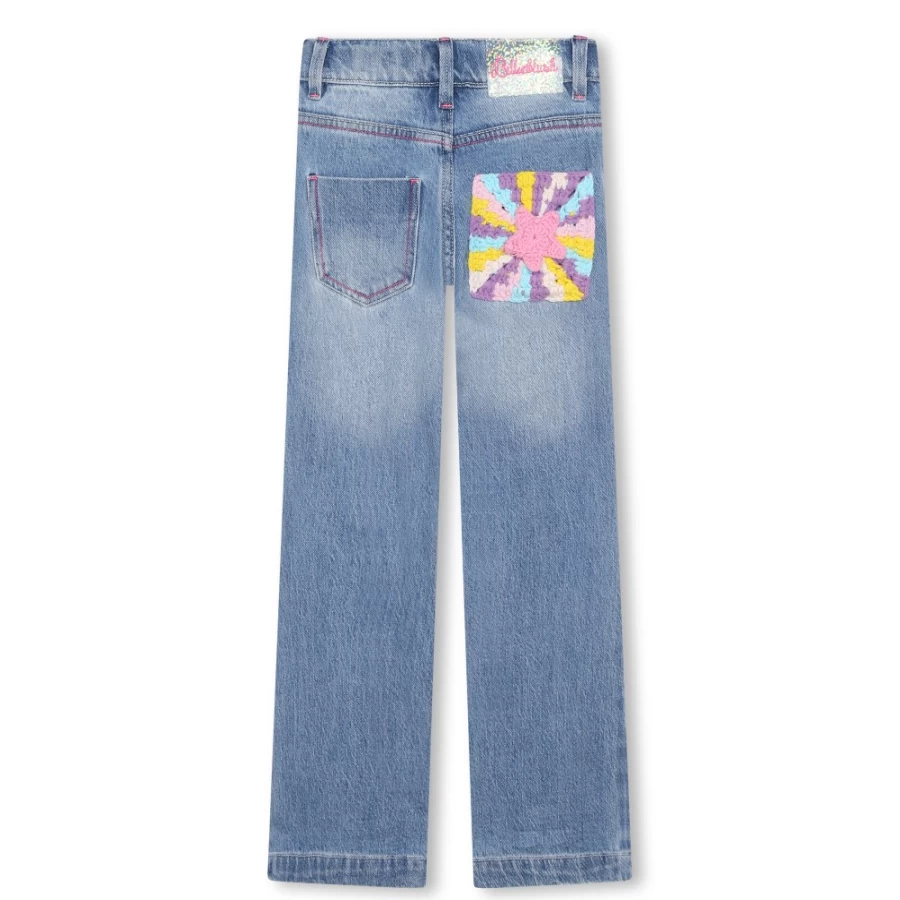 BILLIEBLUSH Girls' Double Stone & Bleach Crochet Pocket Jeans for Girls