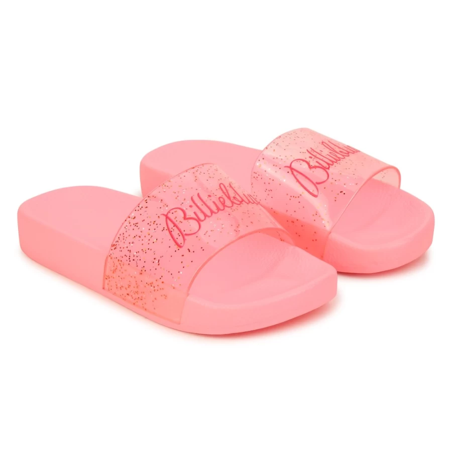 BILLIEBLUSH Pink Sequin Slide Sandals for Girls - Glittery Comfortable Slippers