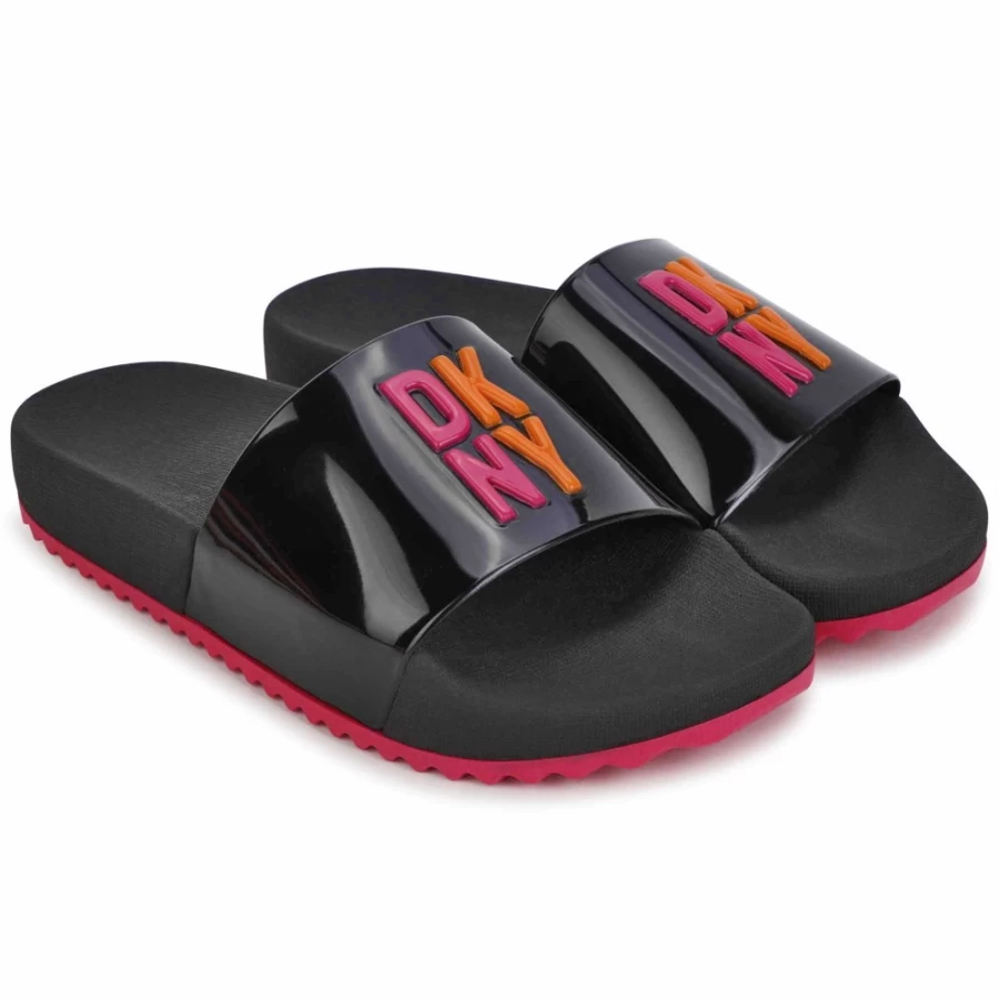 DKNY Girls' Black PVC Sandals for Comfort and Style