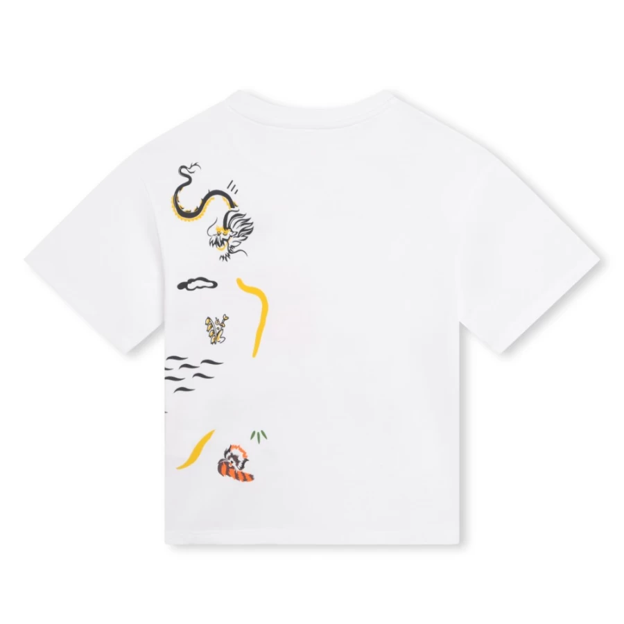 KENZO KIDS Girls White Short Sleeve T-Shirt | Classic Cotton Tee for Kids