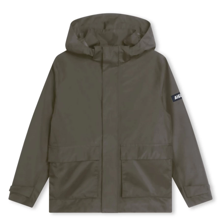AIGLE Green Water-Repellent Windbreaker for Girls - Lightweight Outdoor Jacket