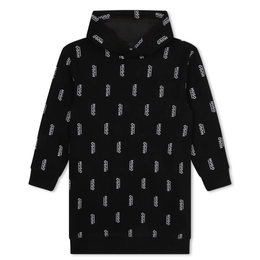HUGO Girls Black Cotton-Rich Dress - Comfortable & Stylish