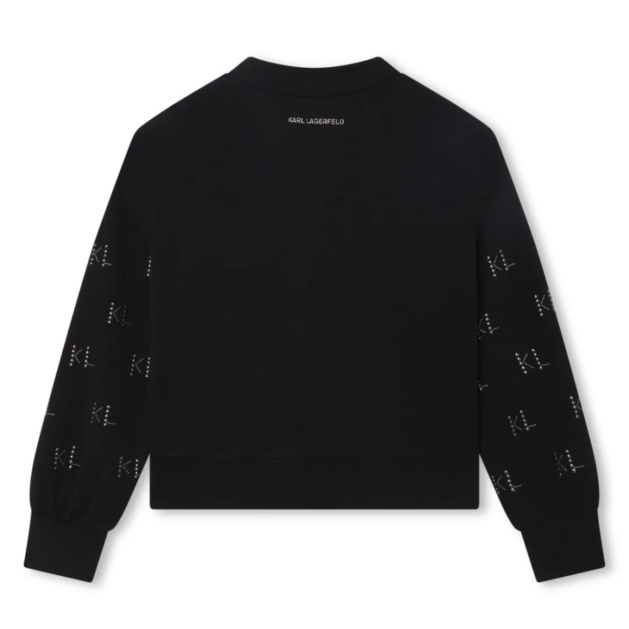 KARL LAGERFELD KIDS Black Studded Printed Sweatshirt for Girls
