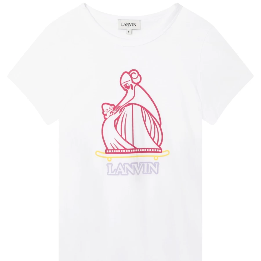 LANVIN Girls' White Printed Cotton T-Shirt | Fashionable Kids Tee
