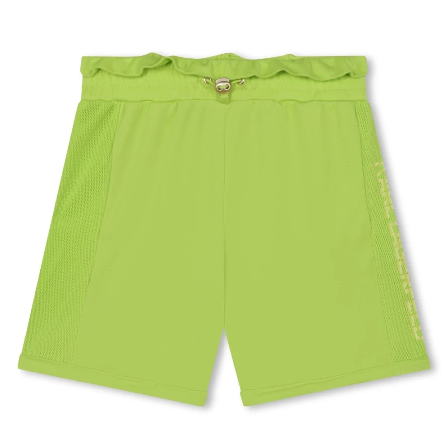 KARL LAGERFELD KIDS Green Mesh Detail Shorts for Girls