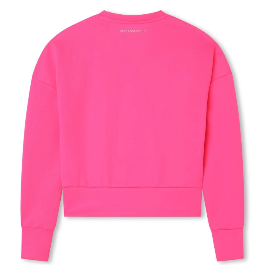 KARL LAGERFELD KIDS Pink Rhinestone Sweatshirt for Girls