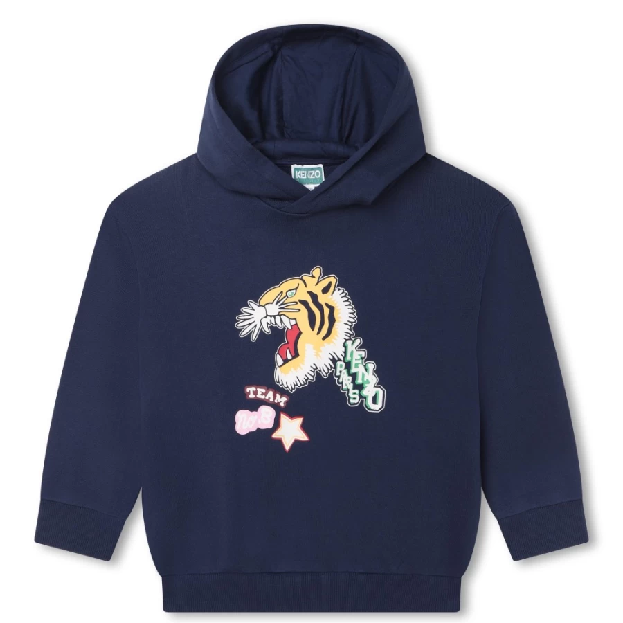 KENZO KIDS Girls Navy Hooded Sweatshirt for Kids - Stylish & Comfortable Pullover