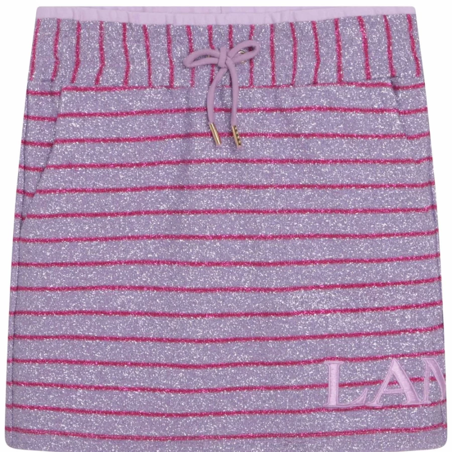 LANVIN Lilac Striped Fleece Skirt for Girls - Soft Winter Wear