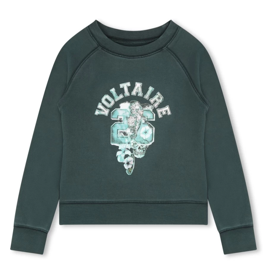 ZADIG & VOLTAIRE Girls Ivory Cotton Fleece Sweatshirt - Soft & Cozy Pullover