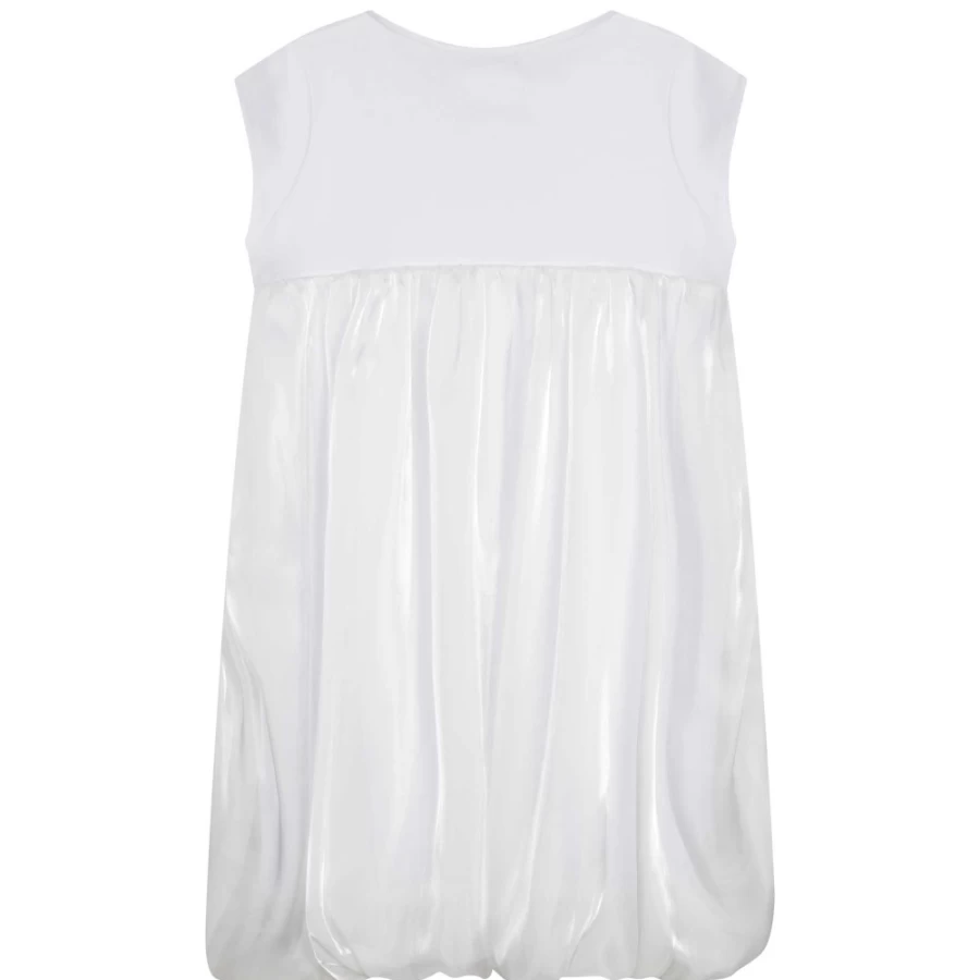 KARL LAGERFELD KIDS Girls Ivory Pearly Bubble Hem Dress for Toddlers