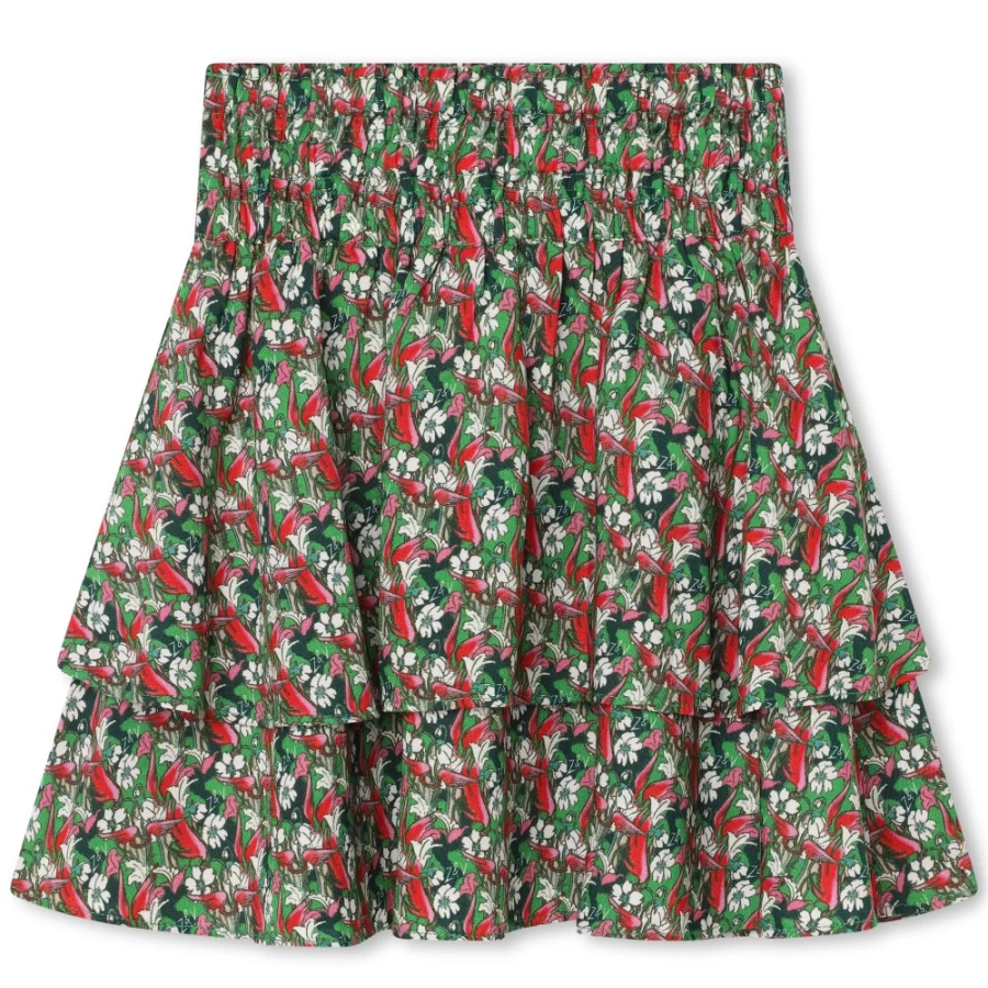 ZADIG & VOLTAIRE Girls' Lime Floral Frilled Skirt - Flowy Flower-Print Design