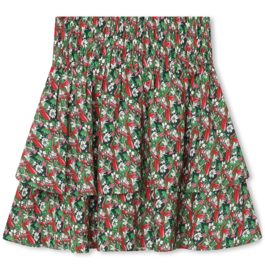 ZADIG & VOLTAIRE Girls' Lime Floral Frilled Skirt - Flowy Flower-Print Design