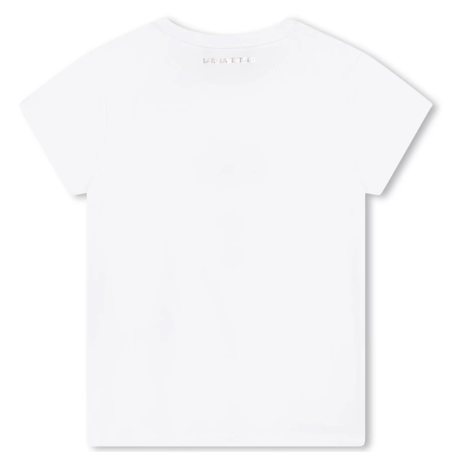 KARL LAGERFELD KIDS Girls' White Green Short-Sleeved Cotton T-Shirt