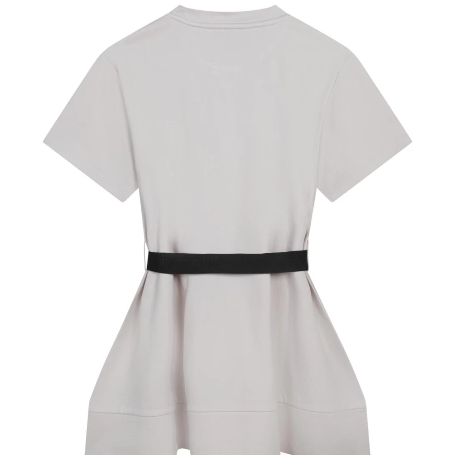 DKNY Girls' White Short-Sleeved Belted Dress for Summer