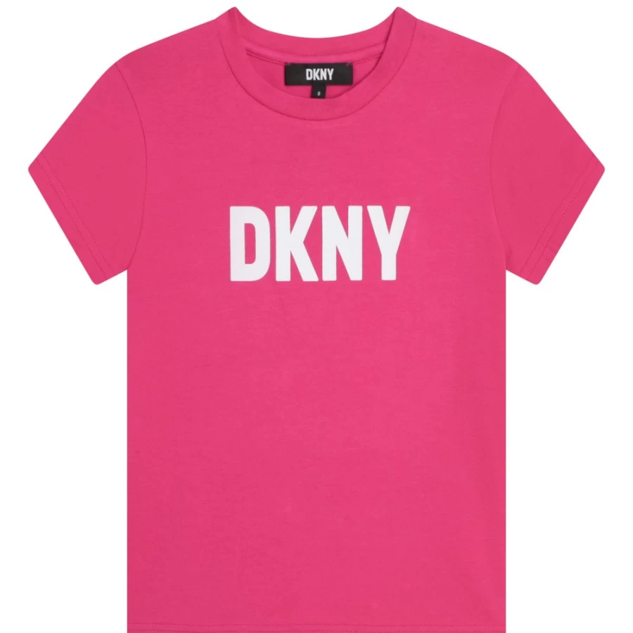 DKNY Girls' Raspberry Short-Sleeve Cotton T-Shirt for Kids