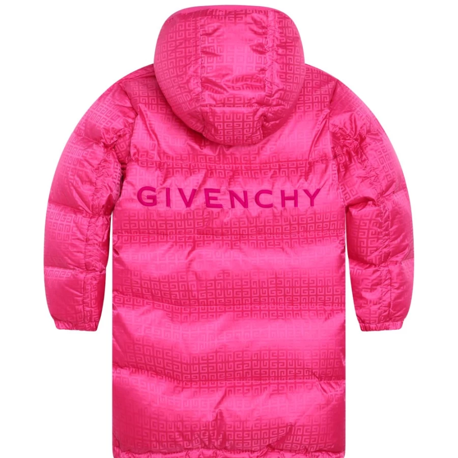 Givenchy Pink Pep'S Hooded Zip-Up Puffer Jacket for Girls