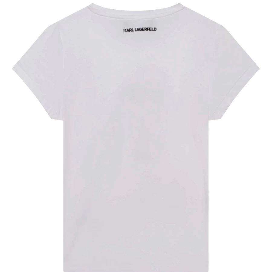 KARL LAGERFELD KIDS Girls White Cotton Short-Sleeve T-Shirt