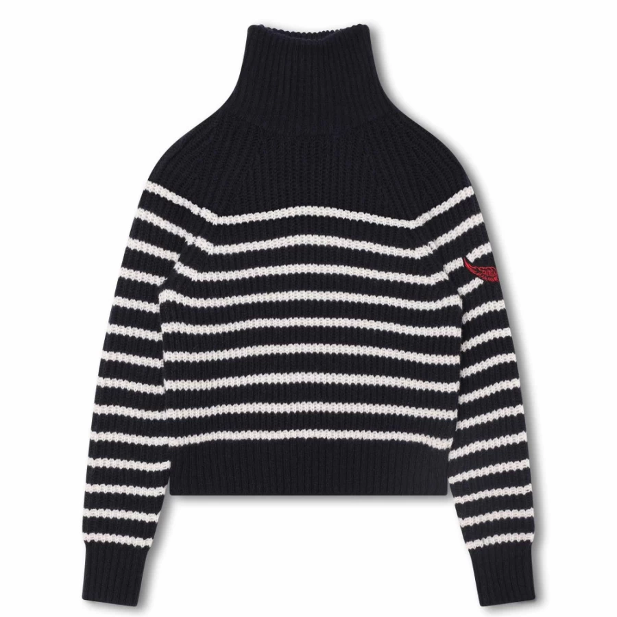 ZADIG & VOLTAIRE Navy Wool-Blend Striped Jumper for Girls