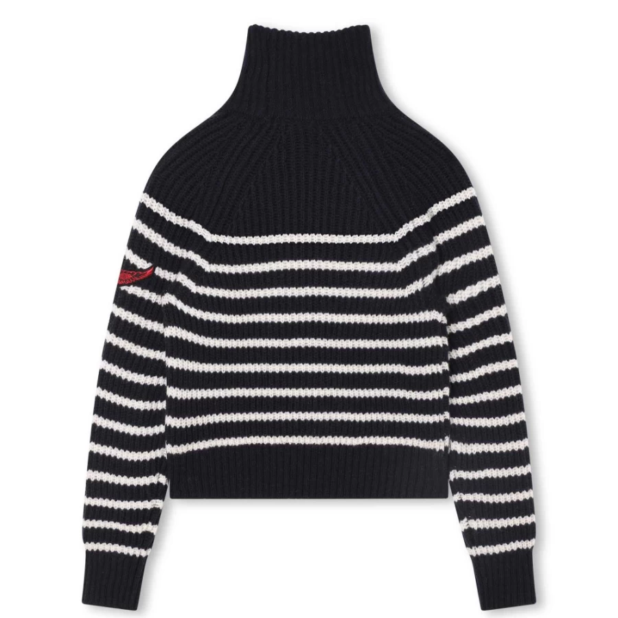 ZADIG & VOLTAIRE Navy Wool-Blend Striped Jumper for Girls