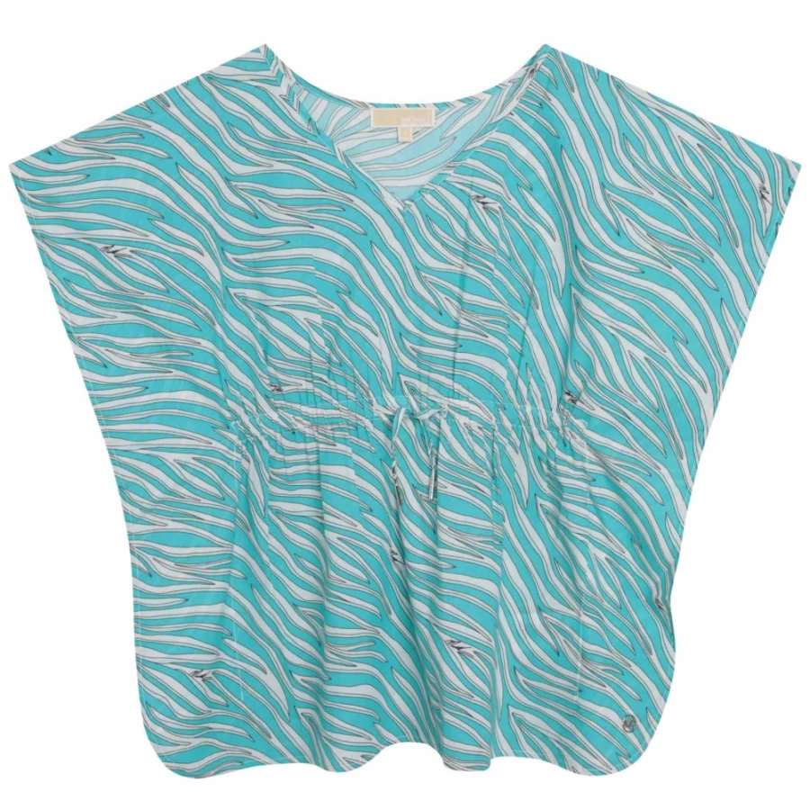 MICHAEL KORS Turquoise Cotton Beach Poncho for Girls