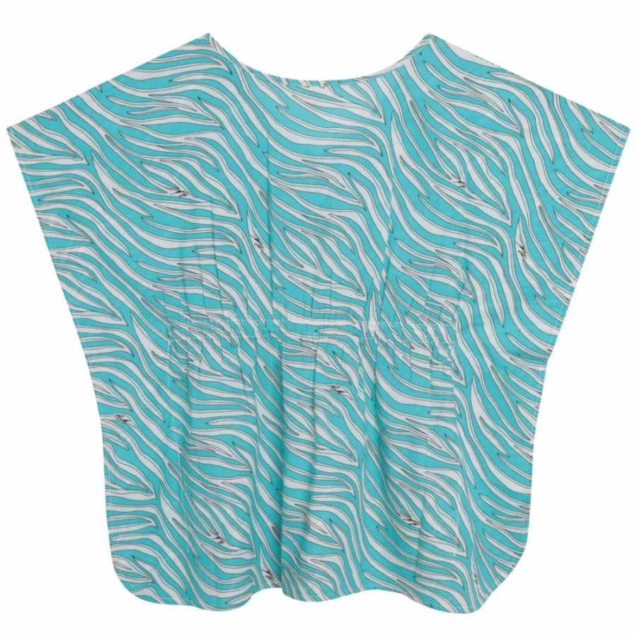 MICHAEL KORS Turquoise Cotton Beach Poncho for Girls