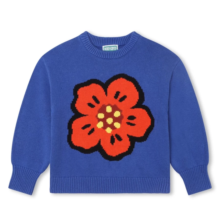 KENZO KIDS Blue Jacquard Long-Sleeved Jumper for Girls
