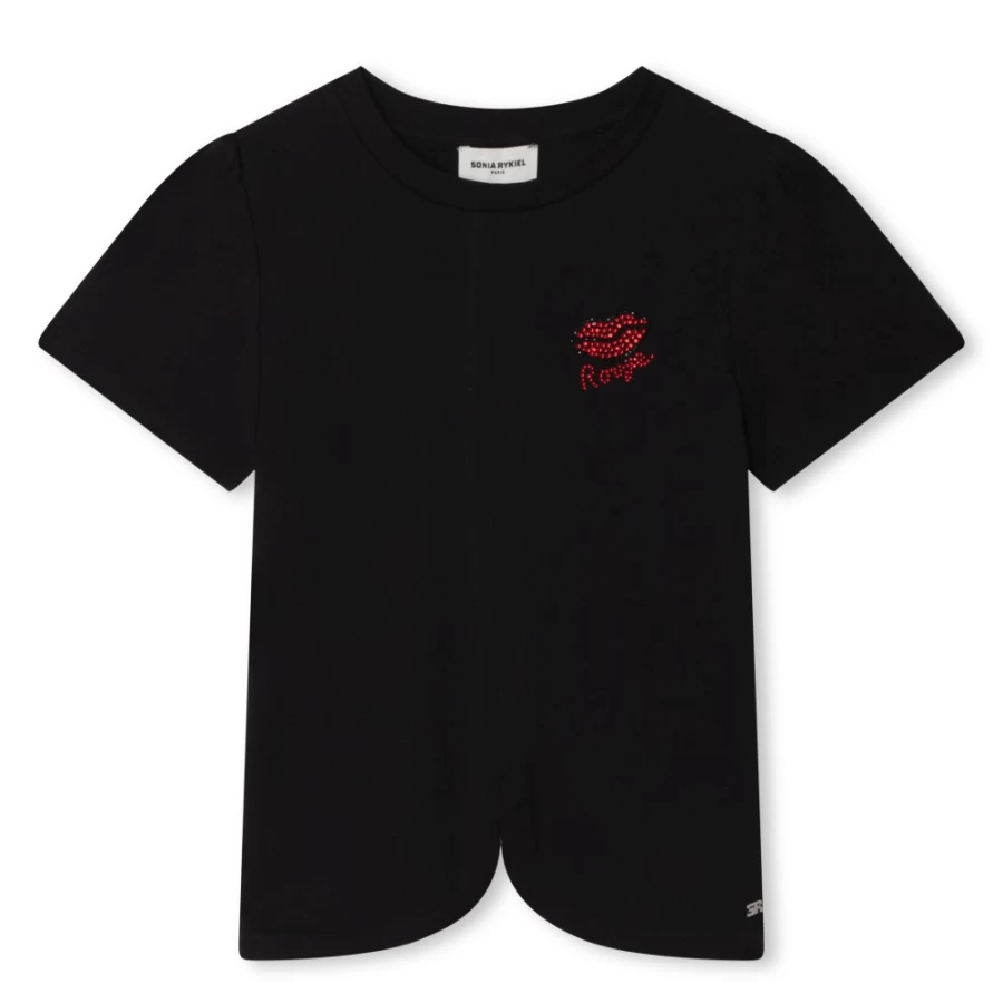 SONIA RYKIEL Black Short-Sleeved T-Shirt for Girls - Stylish Cotton Tee