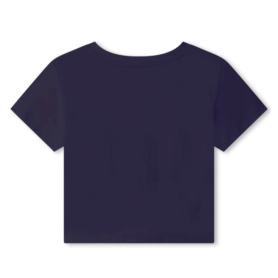 MICHAEL KORS Navy Printed Knotted T-Shirt for Girls