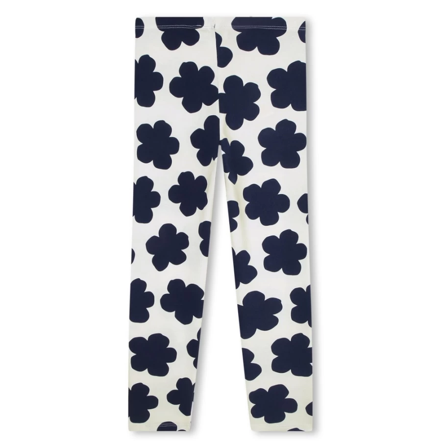 KENZO KIDS Girls Ivory Printed Cotton Leggings for Comfort and Style