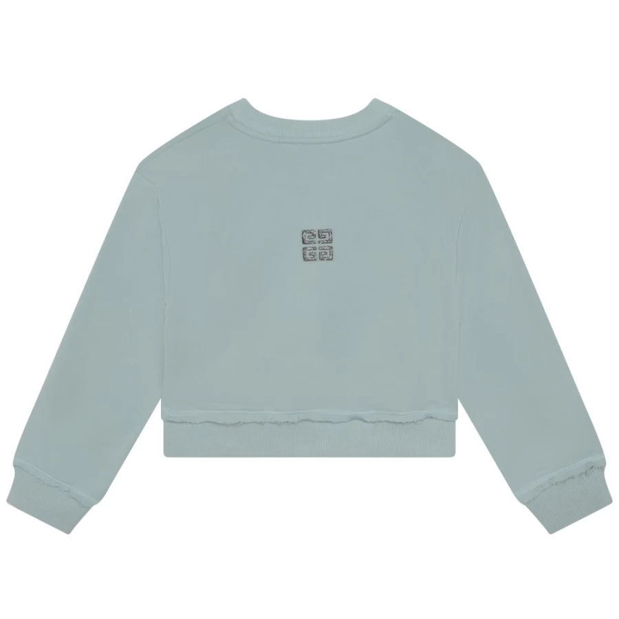 Givenchy Pale Blue Embroidered Sweatshirt for Girls - Short Sleeve Casual Top