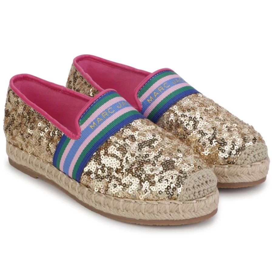 MARC JACOBS Light Brown Sequined Espadrilles for Girls | Sparkly Casual Shoes