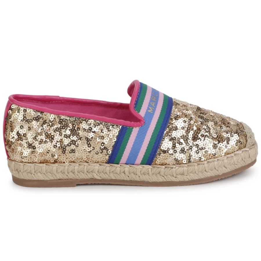 MARC JACOBS Light Brown Sequined Espadrilles for Girls | Sparkly Casual Shoes