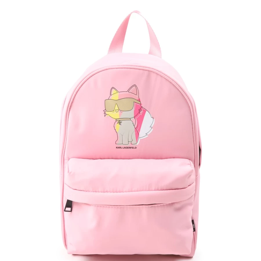 KARL LAGERFELD KIDS Choupette Pink Washed Backpack for Girls - Small Rucksack