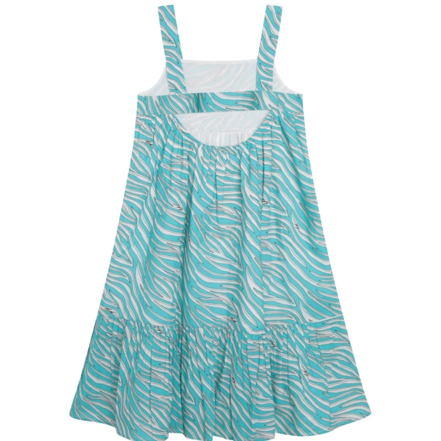 MICHAEL KORS Girl's Turquoise Long Cotton Voile Dress