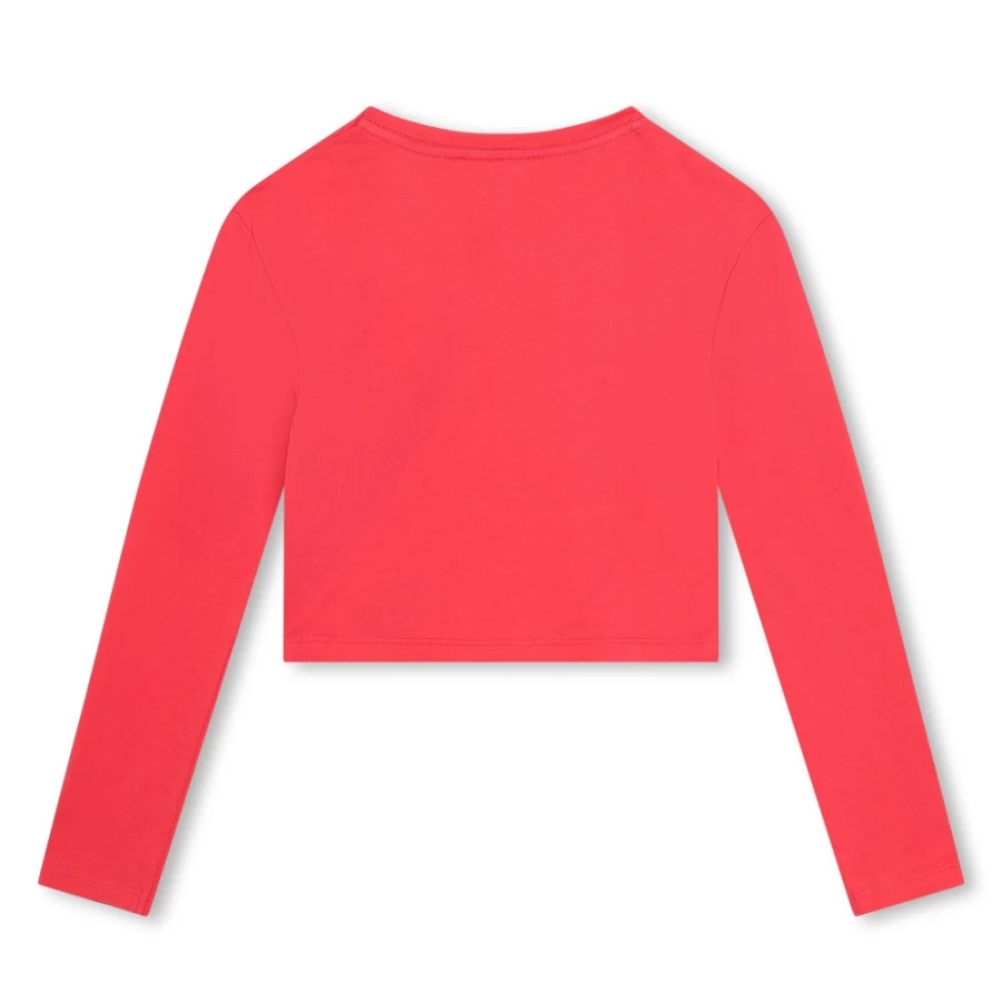 MICHAEL KORS Girls Fuschia Long Sleeve Cotton T-Shirt for Kids
