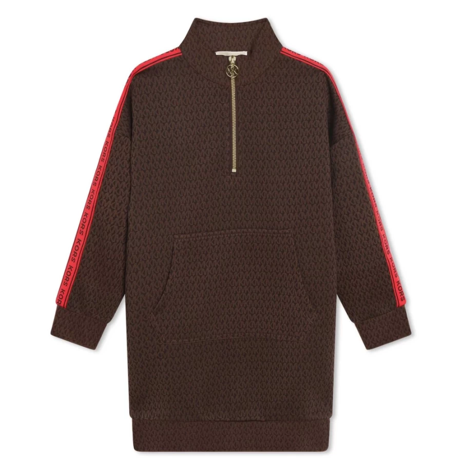 MICHAEL KORS Girls' Chocolate Brown Printed Sweatshirt Dress