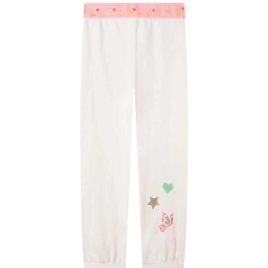 BILLIEBLUSH Girls' Cream Fleece Jogging Pants for Comfort & Style