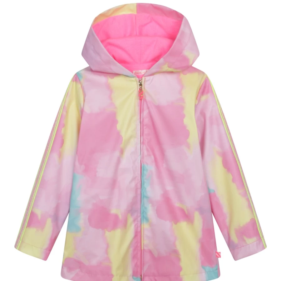 BILLIEBLUSH Girls' Multicoloured Hooded Raincoat for Kids - Lightweight Waterproof Jacket